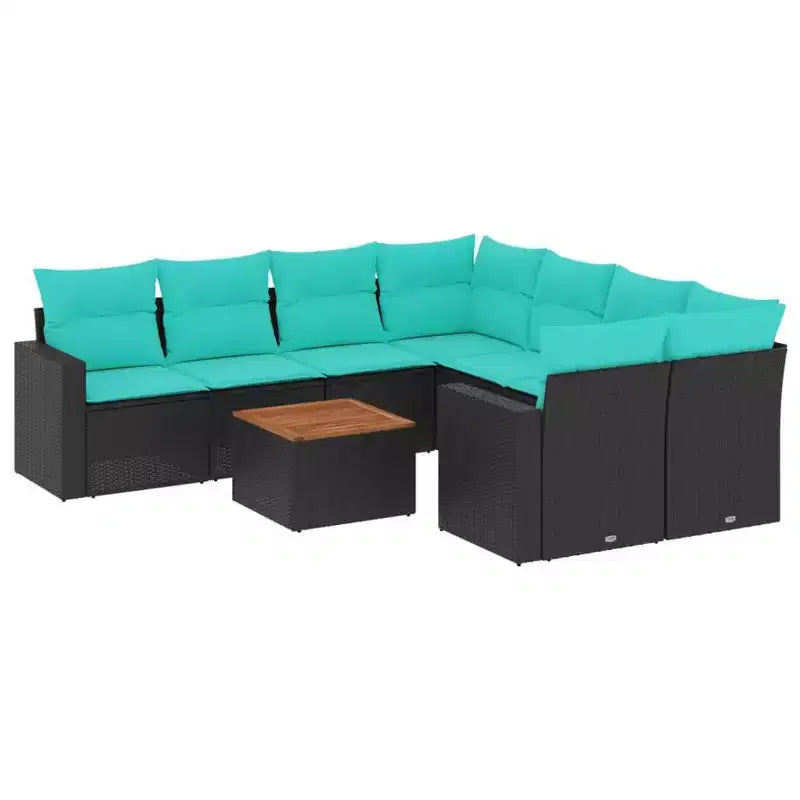 vidaXL Salon de jardin 9 pièces avec coussins Gris Résine tressée