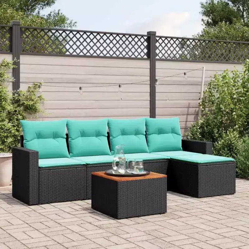 vidaXL Salon de jardin 6 pièces avec coussins, gris, résine tressée