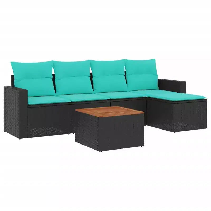 vidaXL Salon de jardin 6 pièces avec coussins, gris, résine tressée
