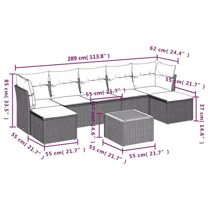 vidaXL Ensemble de canapés de jardin 8 pièces avec coussins en résine tressée