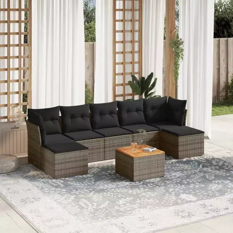 vidaXL Ensemble de canapés de jardin 8 pièces avec coussins en résine tressée