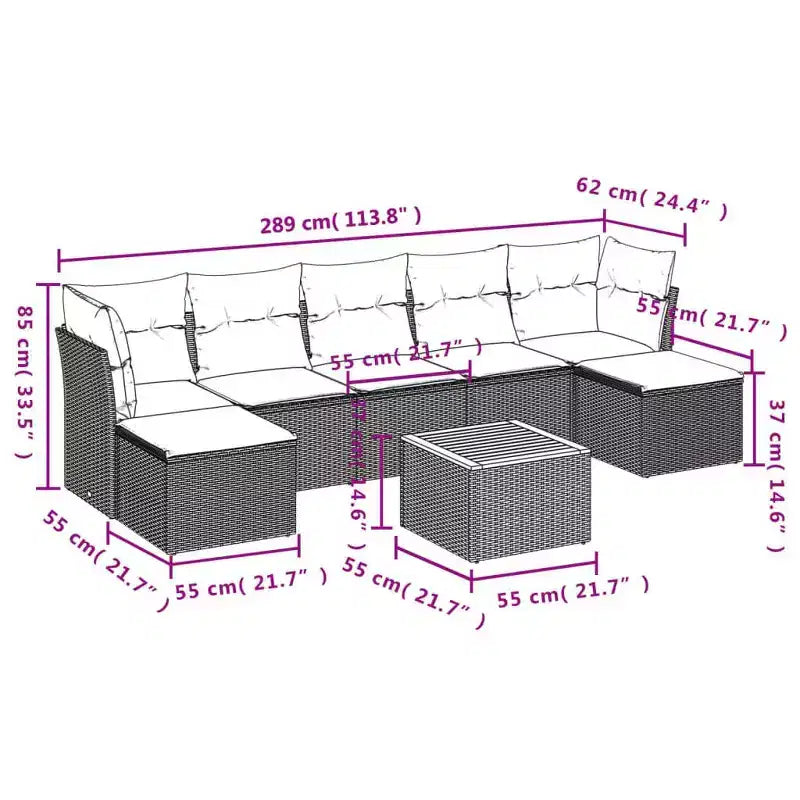 vidaXL Ensemble de canapés de jardin 8 pièces avec coussins en résine tressée