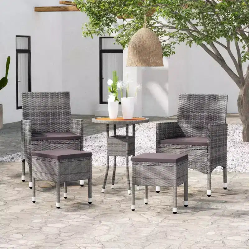 vidaXL Salon de jardin noir, blanc crème