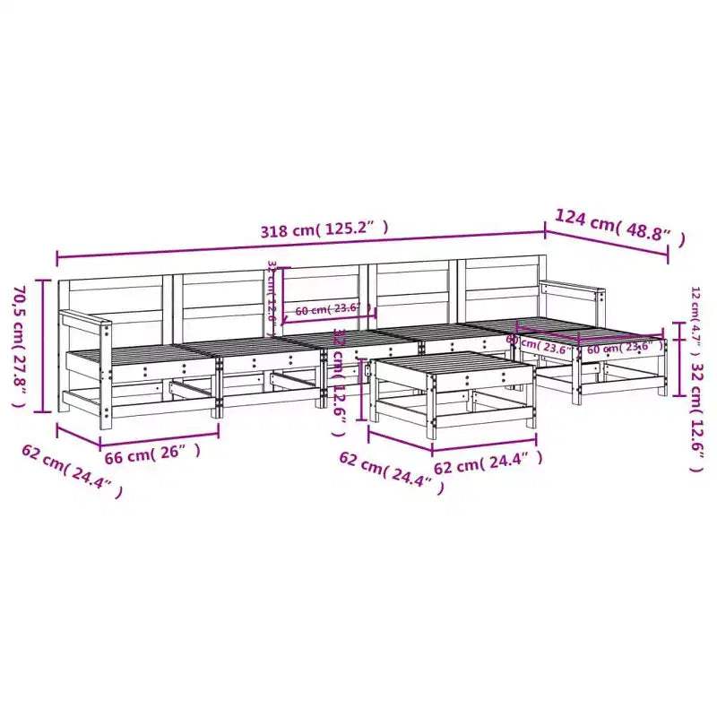 vidaXL Salon de jardin modulaire en pin massif grand format
