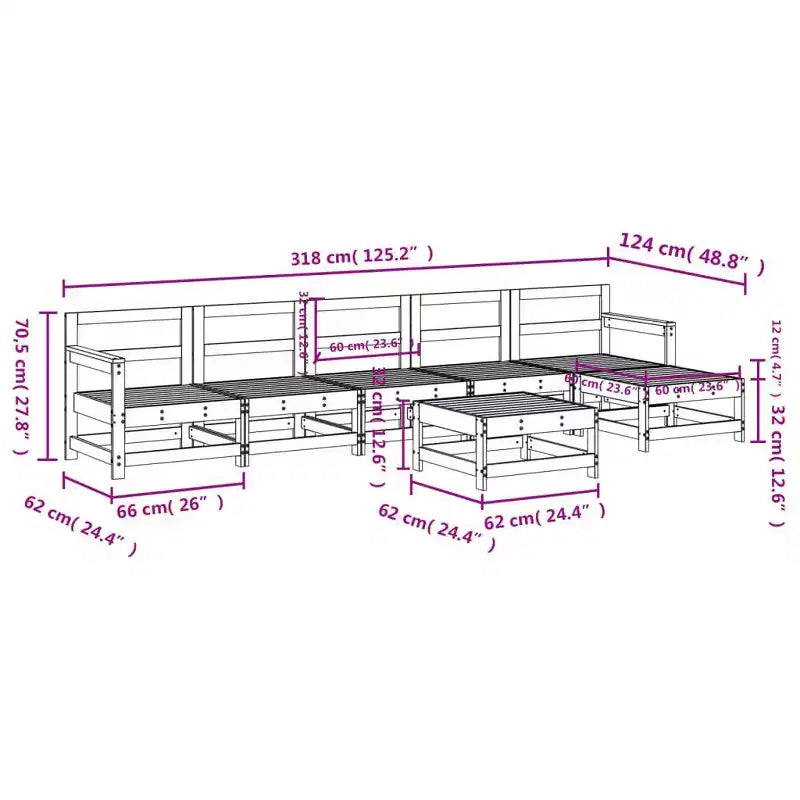 vidaXL Salon de jardin modulaire en pin massif grand format