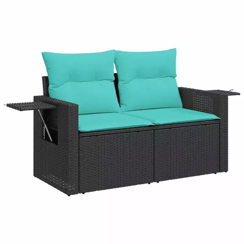 vidaXL Ensemble de canapés de jardin en résine tressée noire, acier poudré, 100 % polyester