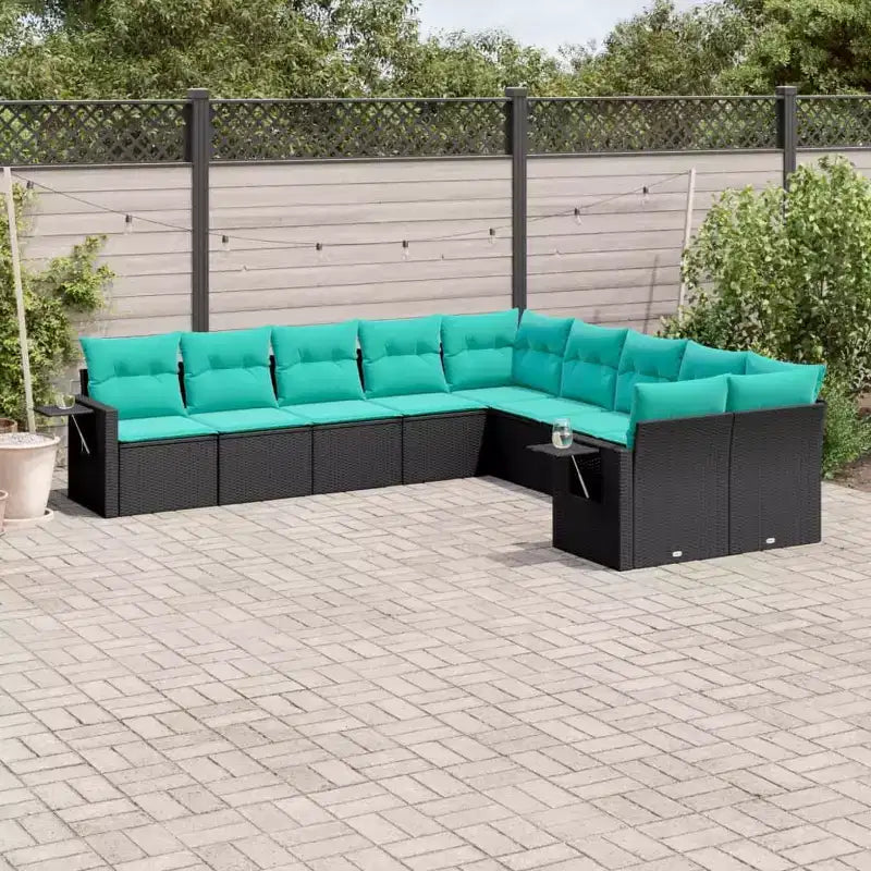 vidaXL Ensemble de canapés de jardin en résine tressée noire, acier poudré, 100 % polyester