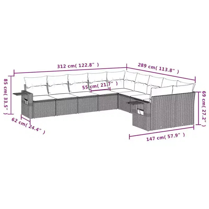 vidaXL Ensemble de canapés de jardin en résine tressée noire, acier poudré, 100 % polyester
