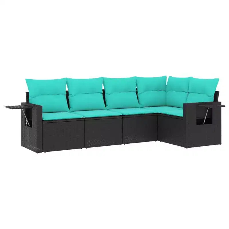 vidaXL Patio Sofa Set Black and Blue