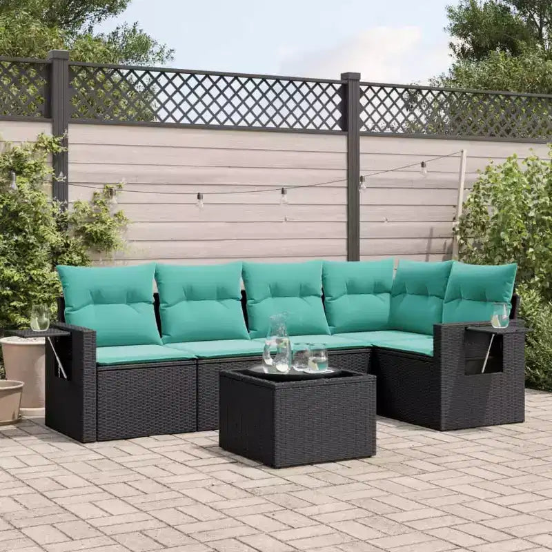 vidaXL Salon de jardin noir et bleu