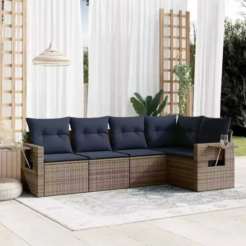 vidaXL Salon de jardin noir et bleu