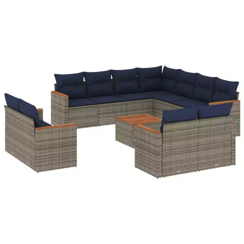 vidaXL Garden Sofa Set with Cushions Poly Rattan