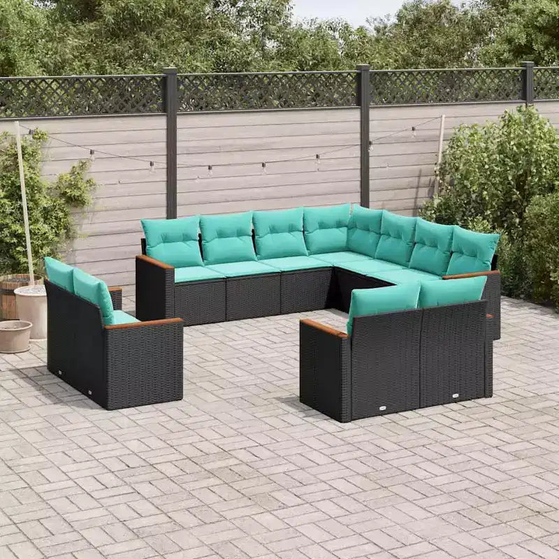 vidaXL Salon de jardin avec coussins en résine tressée