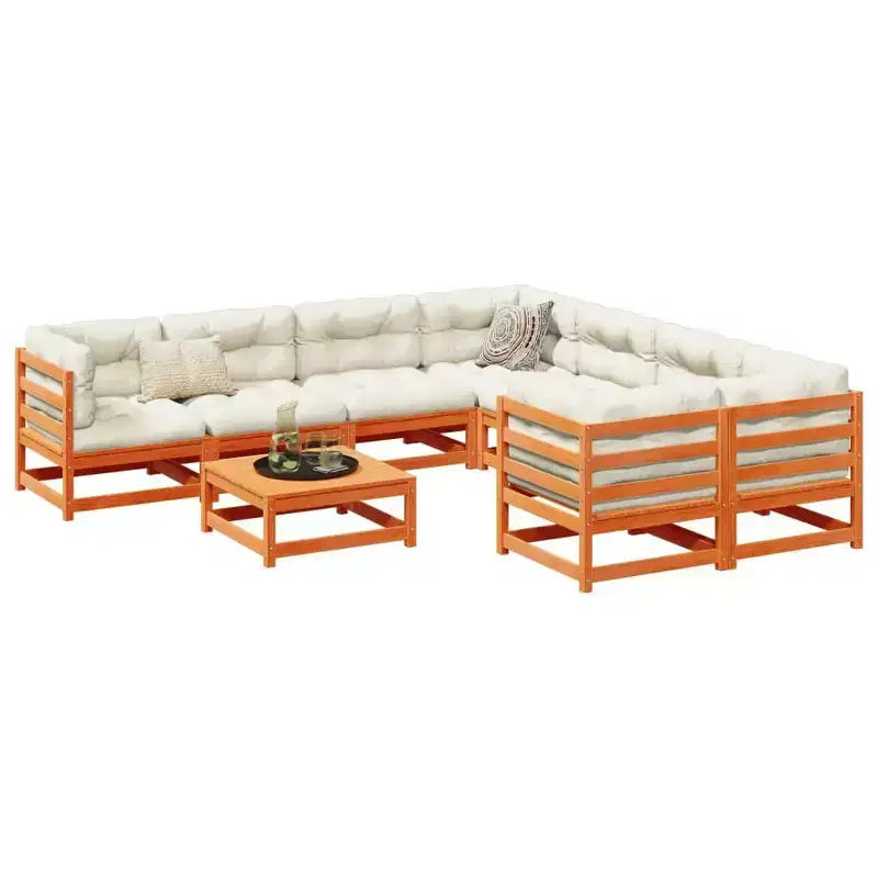 vidaXL Salon de jardin 9 pcs Bois de pin massif
