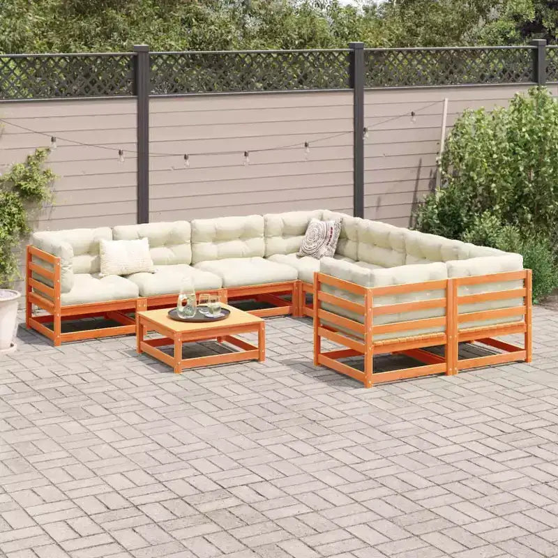 vidaXL Salon de jardin 9 pcs Bois de pin massif