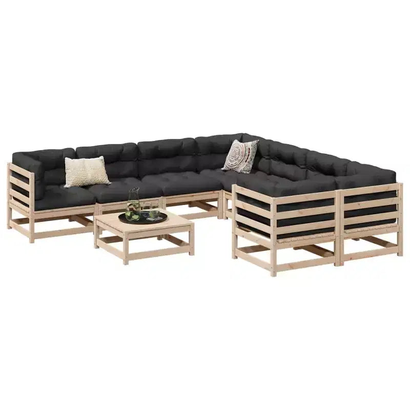 vidaXL Salon de jardin 9 pcs Bois de pin massif