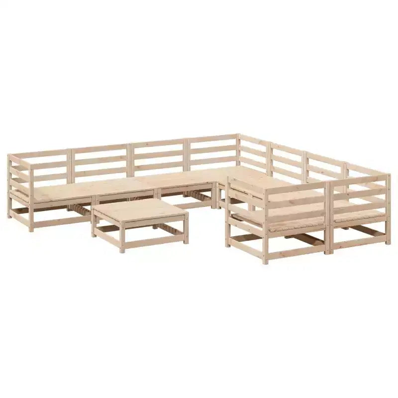 vidaXL Salon de jardin 9 pcs Bois de pin massif