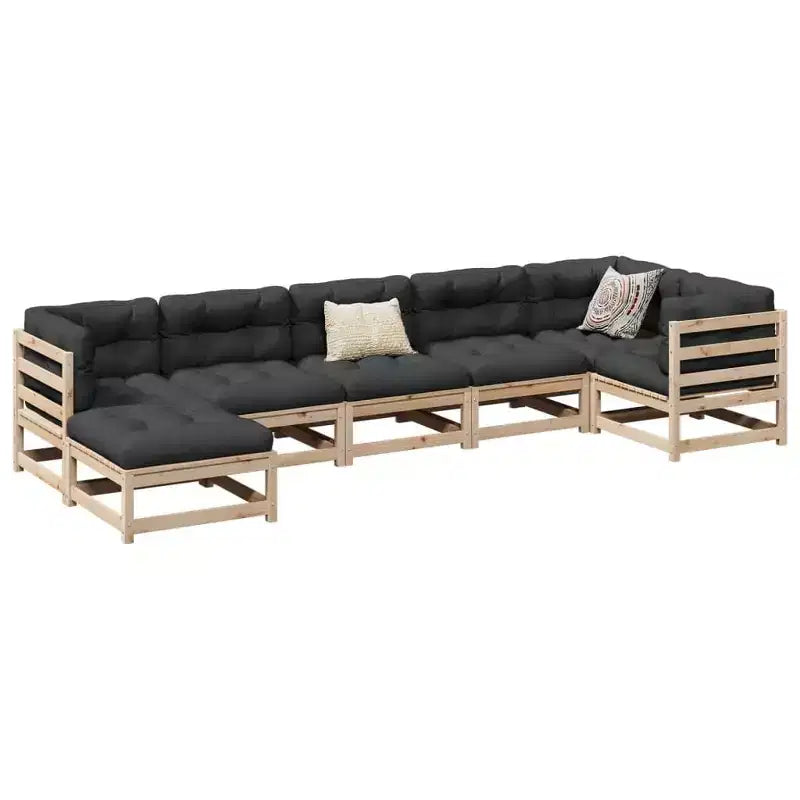 vidaXL Ensemble de canapés de jardin Bois de pin massif Naturel Grand Modulable