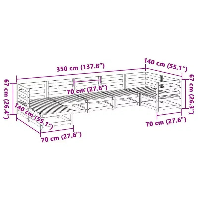 vidaXL Ensemble de canapés de jardin Bois de pin massif Naturel Grand Modulable