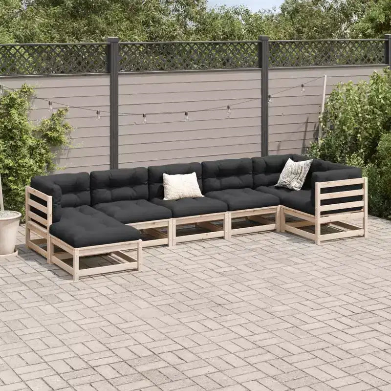 vidaXL Ensemble de canapés de jardin Bois de pin massif Naturel Grand Modulable