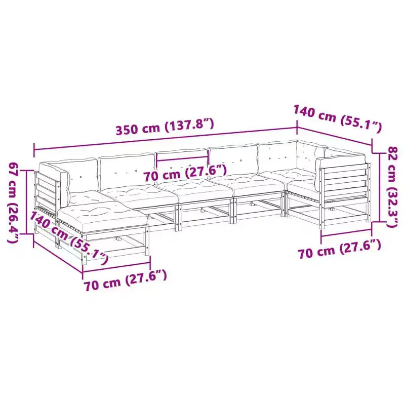 vidaXL Ensemble de canapés de jardin Bois de pin massif Naturel Grand Modulable