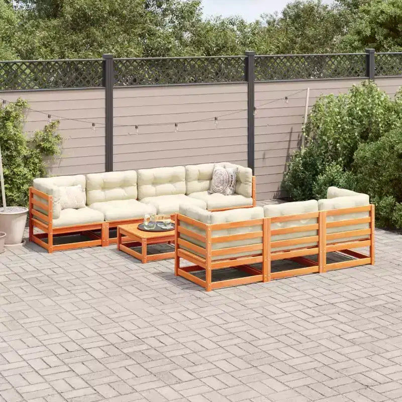 vidaXL Ensemble de canapés de jardin 8 pcs avec coussins Bois de pin massif