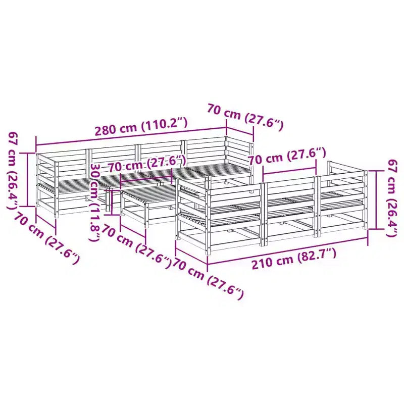 vidaXL Ensemble de canapés de jardin 8 pcs avec coussins Bois de pin massif