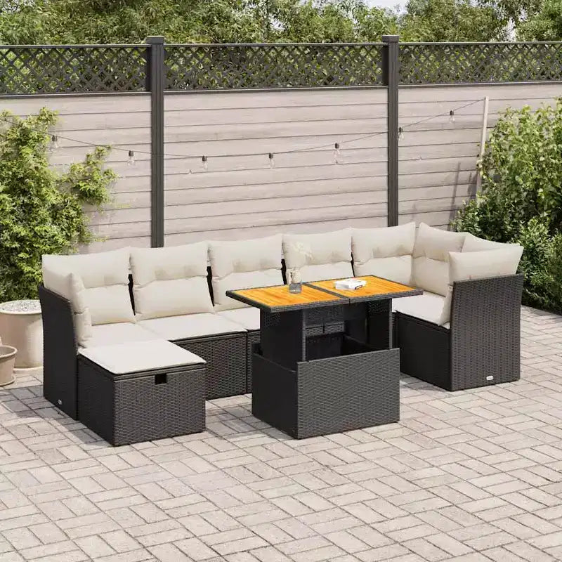 vidaXL Ensemble de canapés de jardin en résine tressée noire avec grands pieds réglables