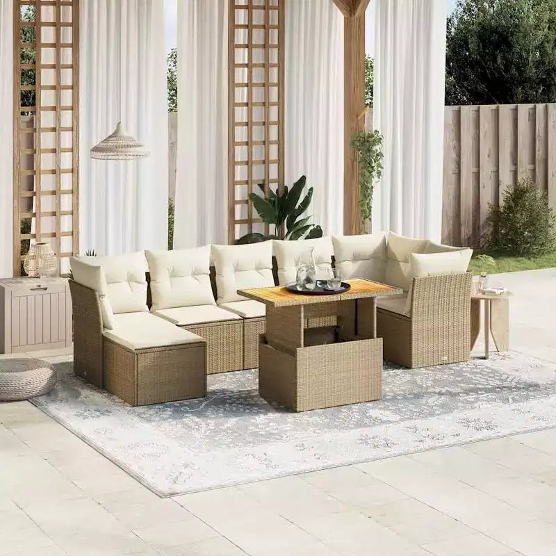 vidaXL Ensemble de canapés de jardin en résine tressée noire avec grands pieds réglables