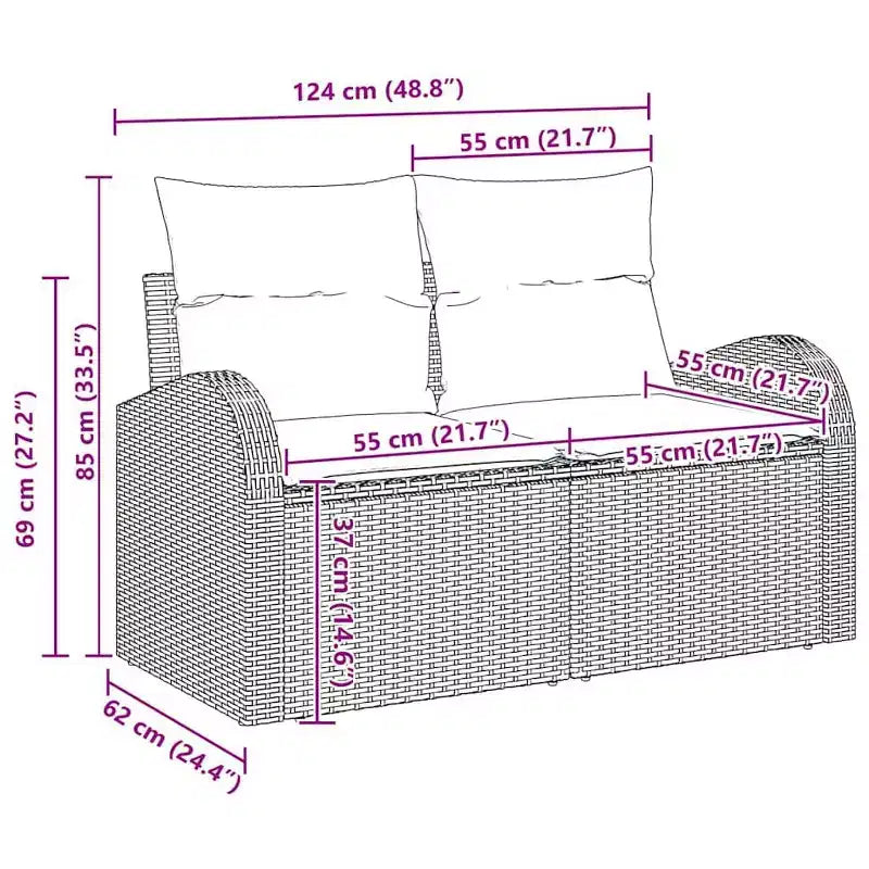 vidaXL Ensemble de canapés de jardin avec coussins 3 pcs Rotin PE marron