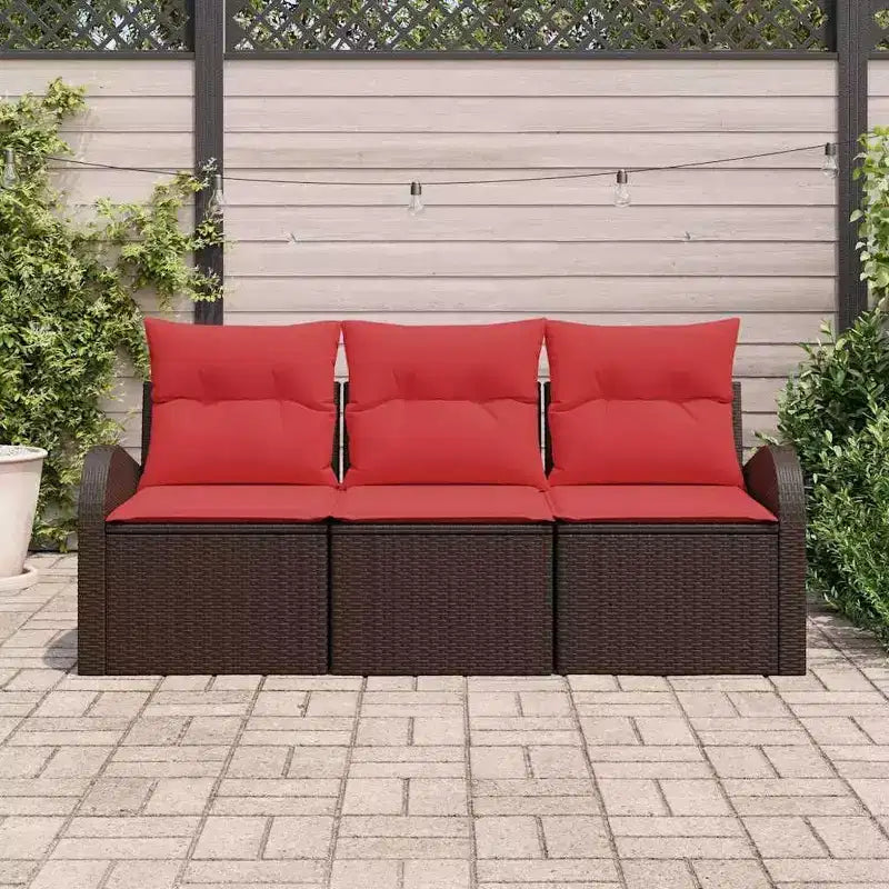 vidaXL Ensemble de canapés de jardin avec coussins 3 pcs Rotin PE marron