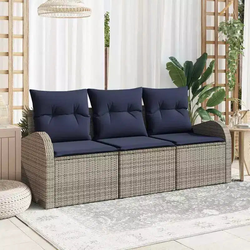 vidaXL Ensemble de canapés de jardin avec coussins 3 pcs Rotin PE marron