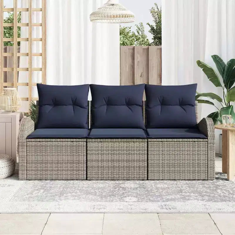 vidaXL Ensemble de canapés de jardin avec coussins 3 pcs Rotin PE marron