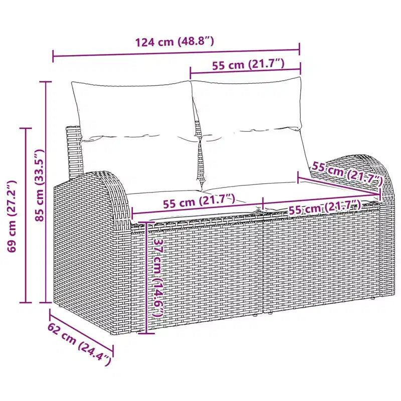 vidaXL Ensemble de canapés de jardin avec coussins 3 pcs Rotin PE marron