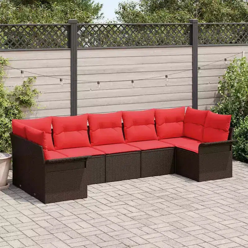vidaXL Salon de jardin avec coussins 7 pcs Résine tressée marron