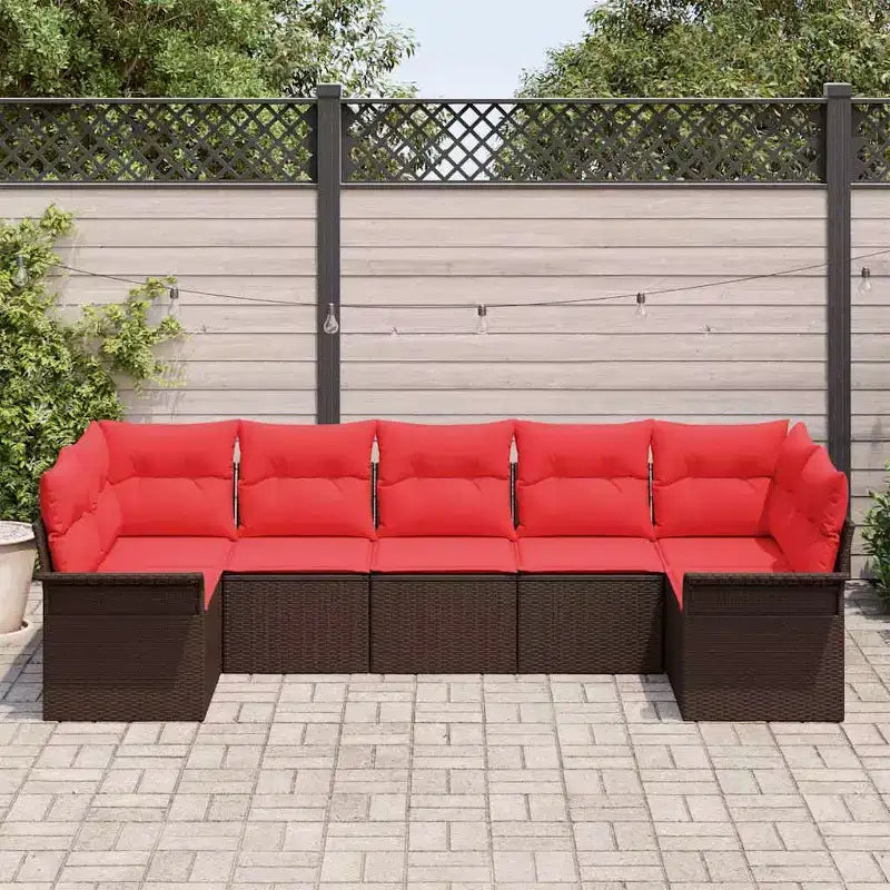 vidaXL Salon de jardin avec coussins 7 pcs Résine tressée marron