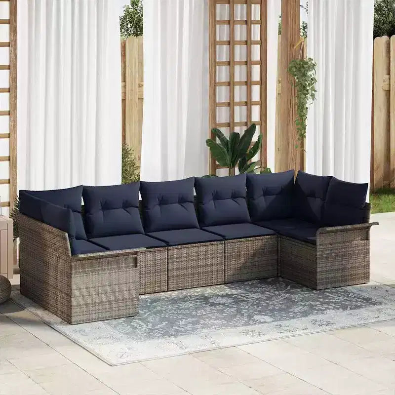 vidaXL Salon de jardin avec coussins 7 pcs Résine tressée marron