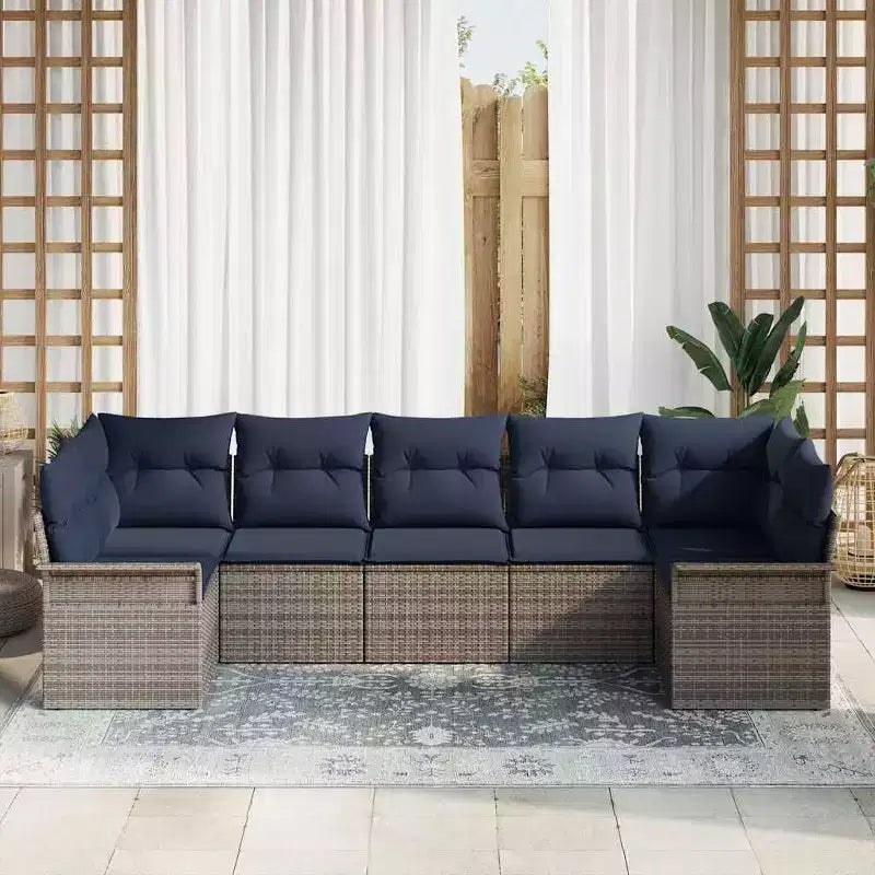 vidaXL Salon de jardin avec coussins 7 pcs Résine tressée marron