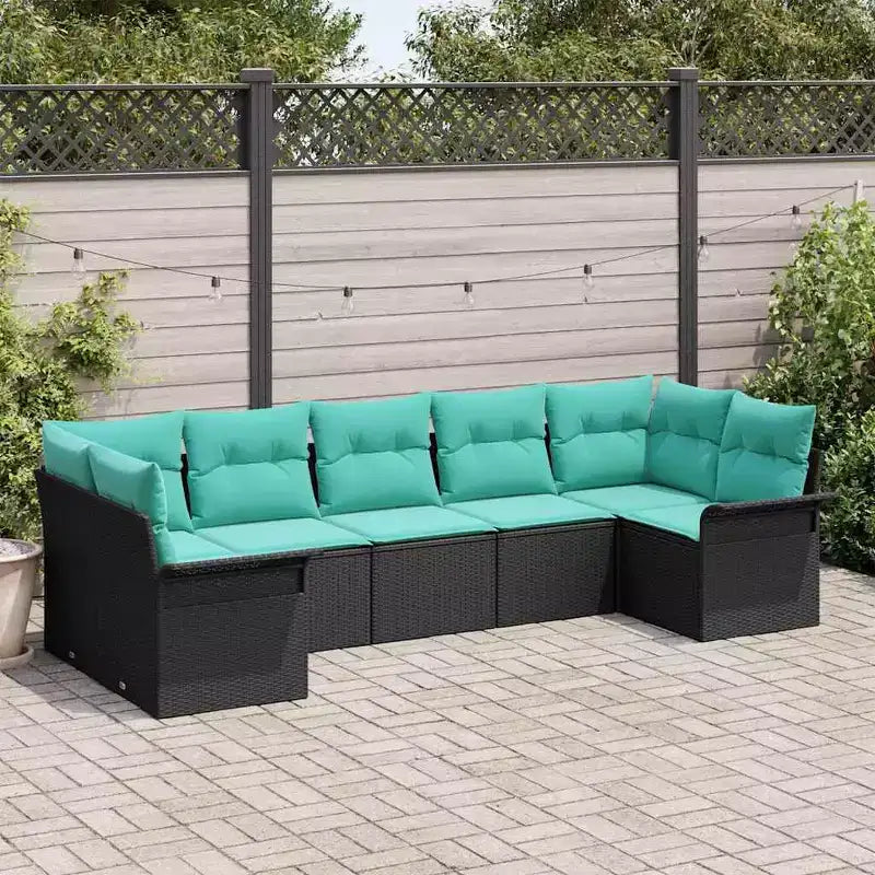 vidaXL Salon de jardin avec coussins 7 pcs Résine tressée marron