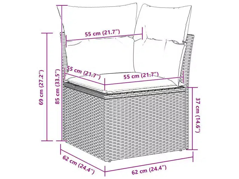 vidaXL Salon de jardin 7 pcs en résine tressée marron - Marron