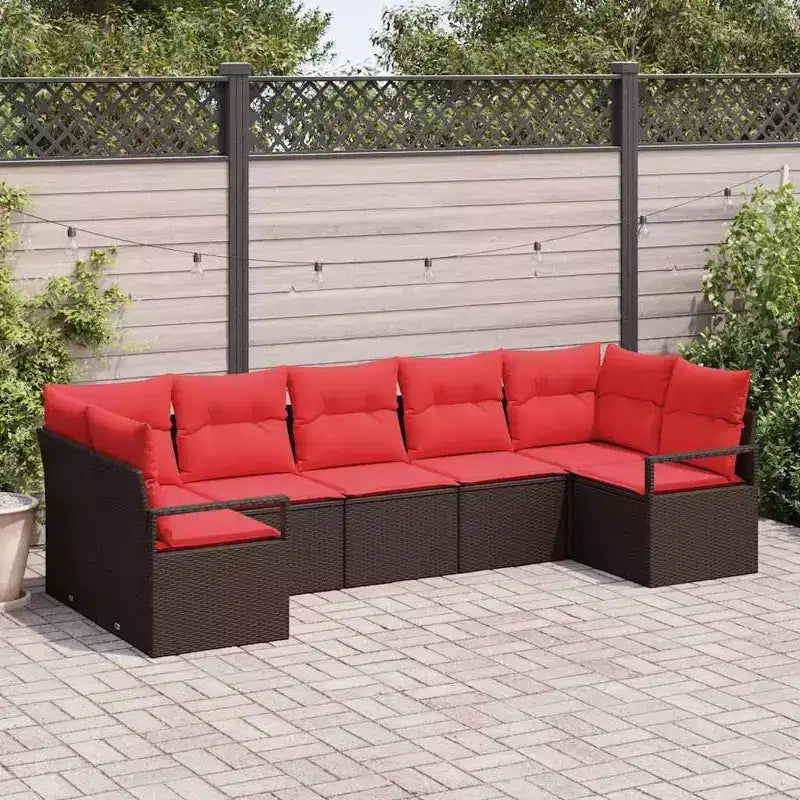 vidaXL Salon de jardin 7 pcs en résine tressée marron - Marron