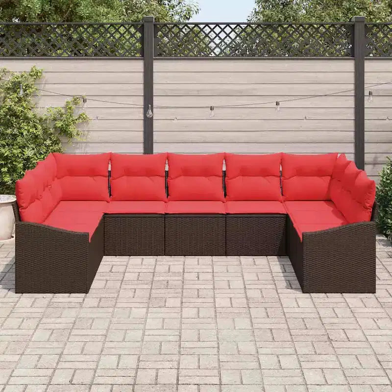 vidaXL Salon de jardin 7 pcs en résine tressée marron - Marron