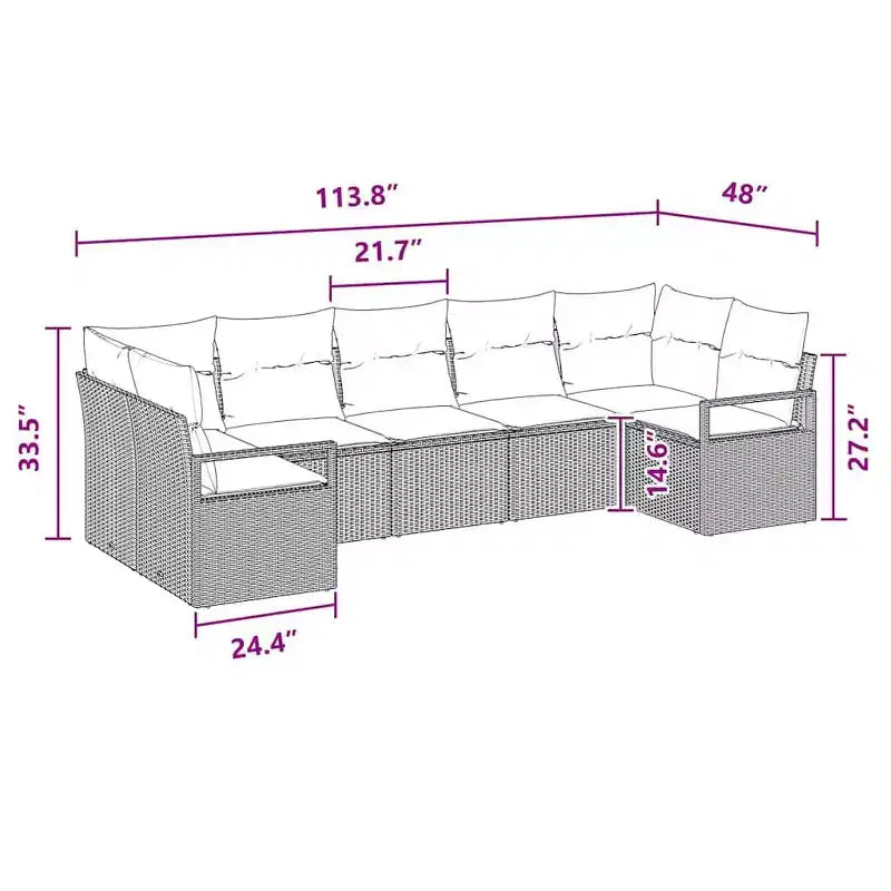 vidaXL Salon de jardin 7 pcs en résine tressée marron - Marron