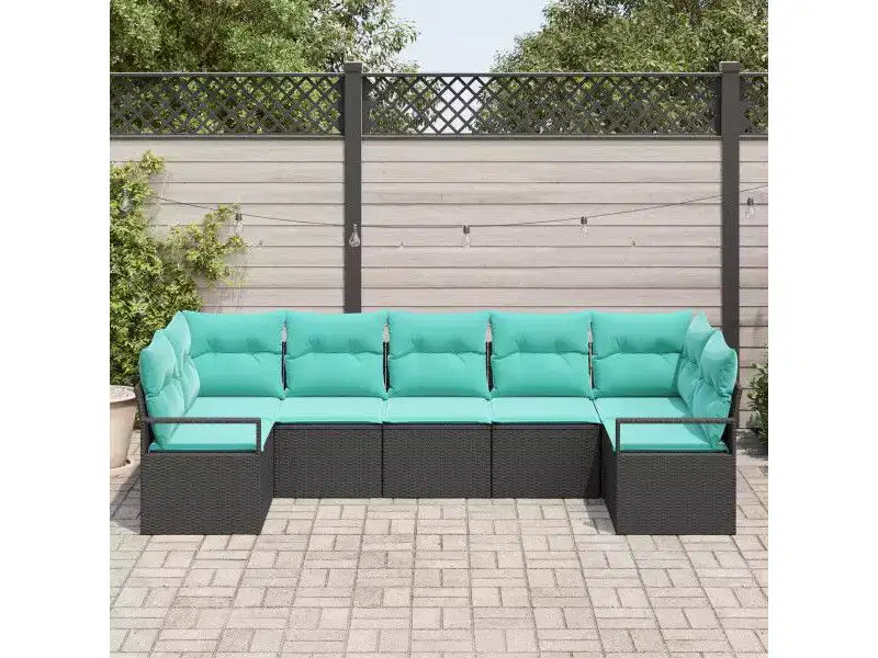 vidaXL Salon de jardin 7 pcs en résine tressée marron - Marron