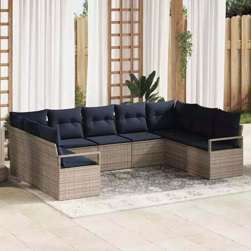 vidaXL Salon de jardin 7 pcs en résine tressée marron - Marron