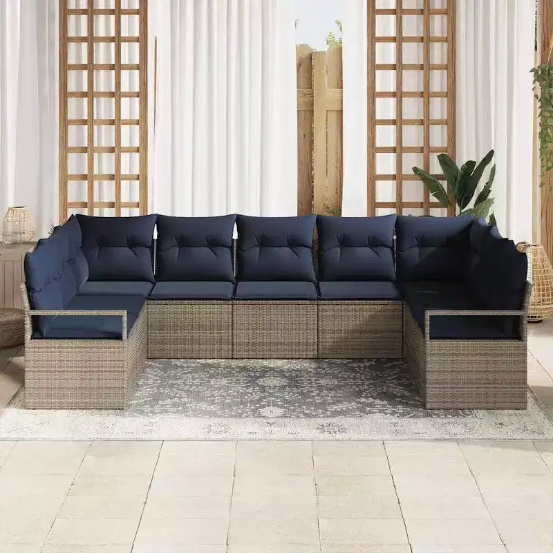 vidaXL Salon de jardin 7 pcs en résine tressée marron - Marron