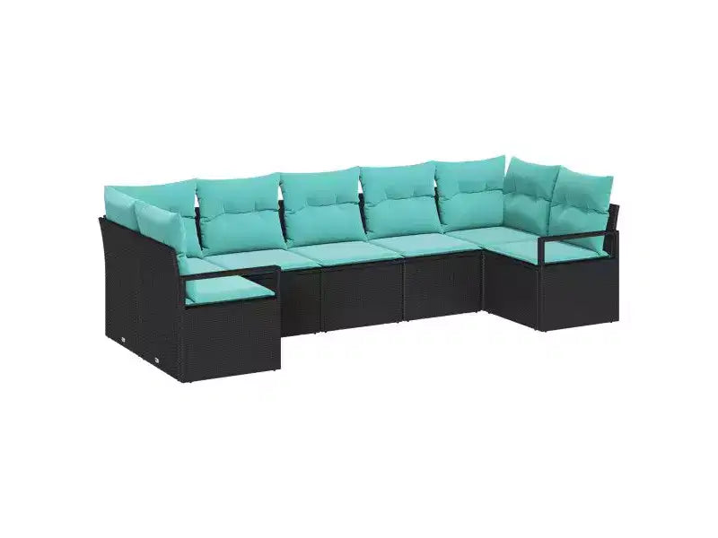 vidaXL Salon de jardin 7 pcs en résine tressée marron - Marron