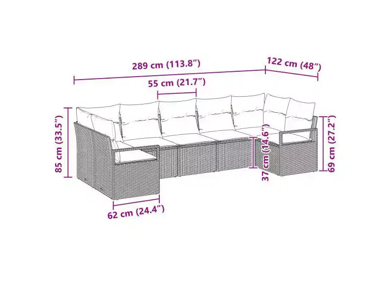 vidaXL Salon de jardin 7 pcs en résine tressée marron - Marron