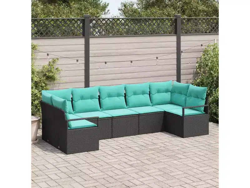 vidaXL Salon de jardin 7 pcs en résine tressée marron - Marron