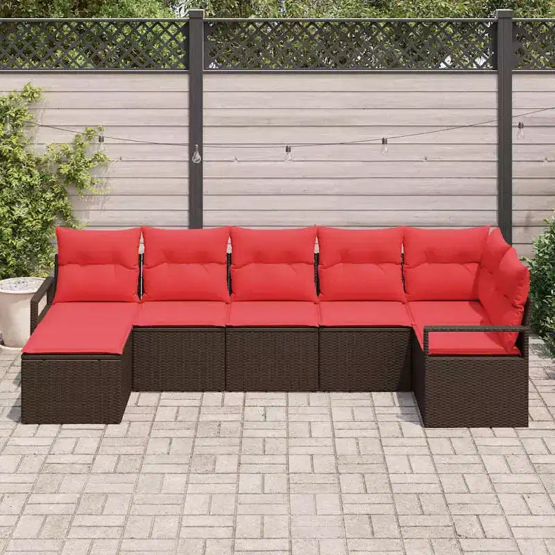 vidaXL Salon de jardin 7 pcs Marron Résine tressée